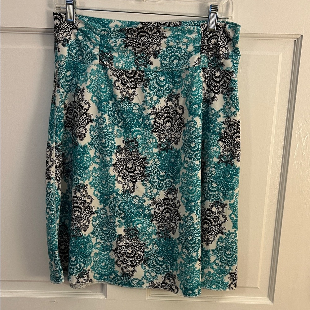 Lola Teal and Black Paisley Skirt Medium